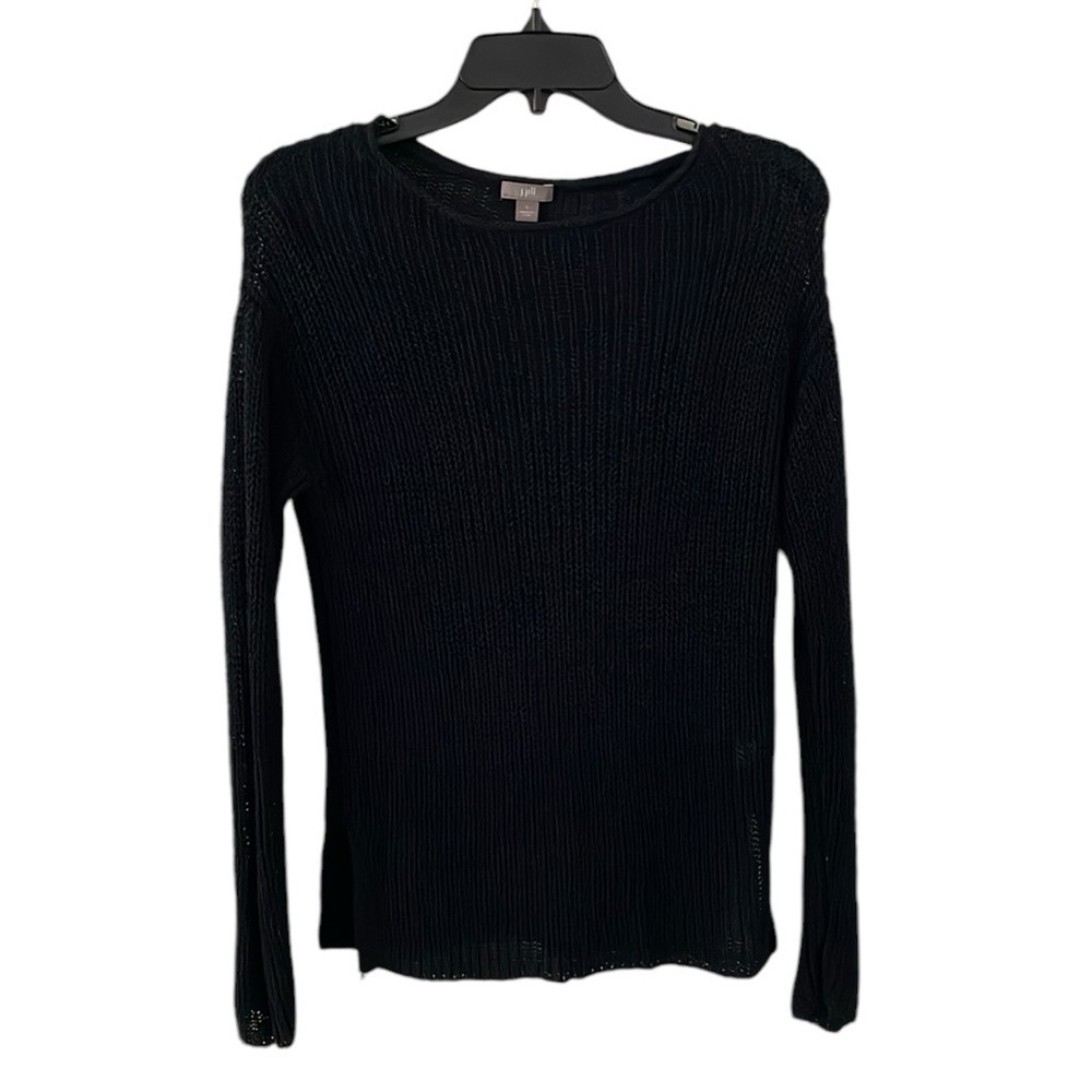 J. JILL | Women’s Black Linen Blend Knitted Round Neck Sweater‎ Size S